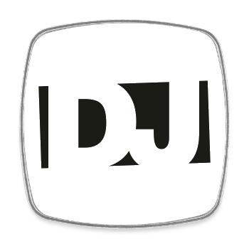 DJ Typo-Motiv (Minimal) - Viereckiger Kühlschrankmagnet - Weiß - Vorne