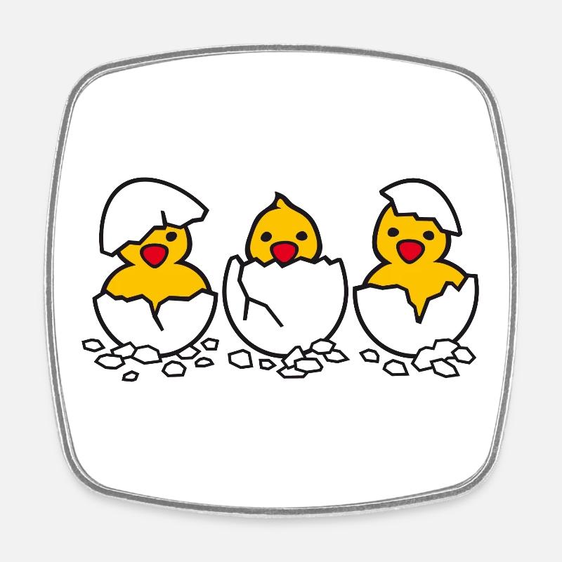 Drei aus dem Ei (d) - Square fridge magnet - white