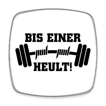 Bis einer heult Hantel - Viereckiger Kühlschrankmagnet - Weiß - Vorne