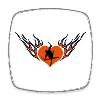Ski freestyle love - Square fridge magnet - white - Front