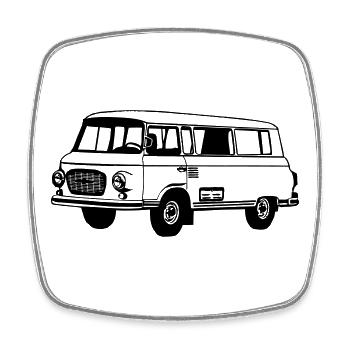 Barkas , Ostalgie , DDR Kult , Oldtimer (25) - Viereckiger Kühlschrankmagnet - Weiß - Vorne