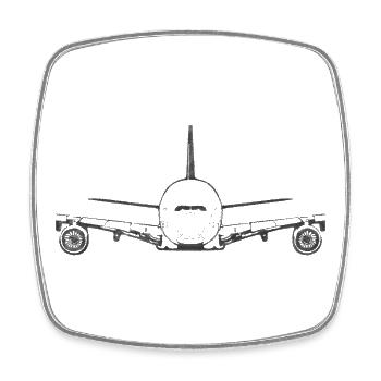 Airliner Frontansicht – Minimalistisches Flugzeug  - Viereckiger Kühlschrankmagnet - Weiß - Vorne