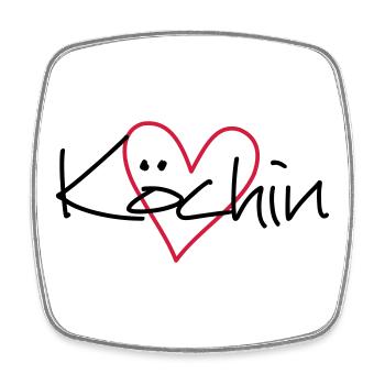 Idée cadeau cuisine coeur hobby chef cuisine - Magnet carré - blanc - Devant