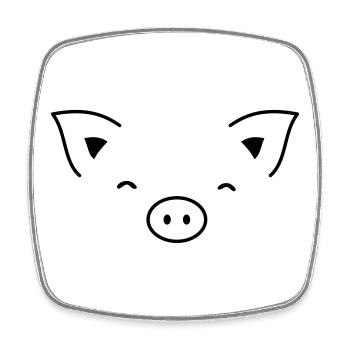 Pig piglet sow - Square fridge magnet - white - Front