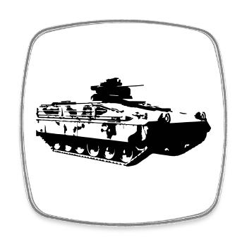 Schützenpanzer Marder - Viereckiger Kühlschrankmagnet - Weiß - Vorne