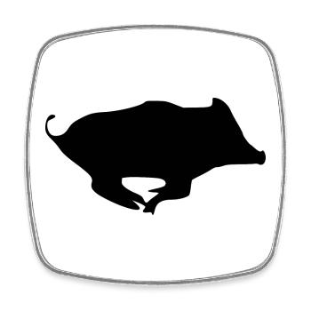 Sanglier chasse silhouette gibier chasseur animal  - Magnet carré - blanc - Devant