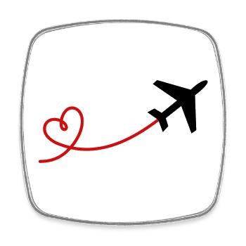 Aviateur d'avion avec coeur en rouge noir - Magnet carré - blanc - Devant