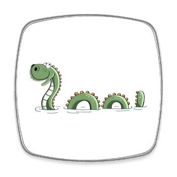 Funny Sea Monster - Monster - Nessie - Comic - Square fridge magnet - white - Front
