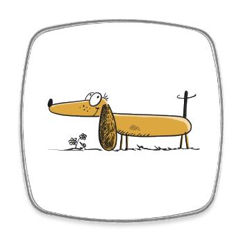 Lustiger Dackel - Dachshund - Teckel - Comic - Viereckiger Kühlschrankmagnet - Weiß - Vorne