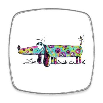 Kunterbunter Dackel - Dachshund - Kunst - Fun - Viereckiger Kühlschrankmagnet - Weiß - Vorne