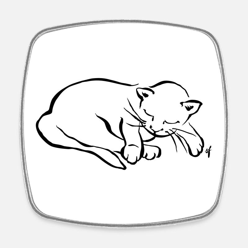 Mon petit chat dort - Magnet carré - blanc