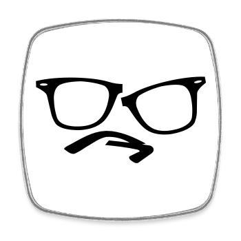 lunettes hippie nerd - Magnet carré - blanc - Devant