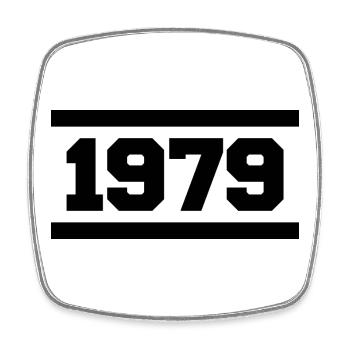 1979 - Viereckiger Kühlschrankmagnet - Weiß - Vorne
