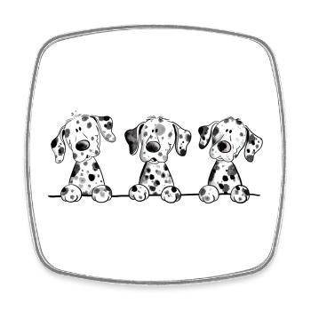 Cadeau de dessin animé drôle de chien chiot dalmatien - Magnet carré - blanc - Devant