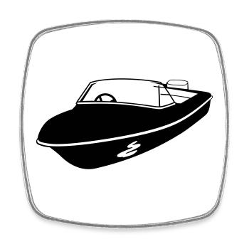 hors-bord bateau de course - Magnet carré - blanc - Devant