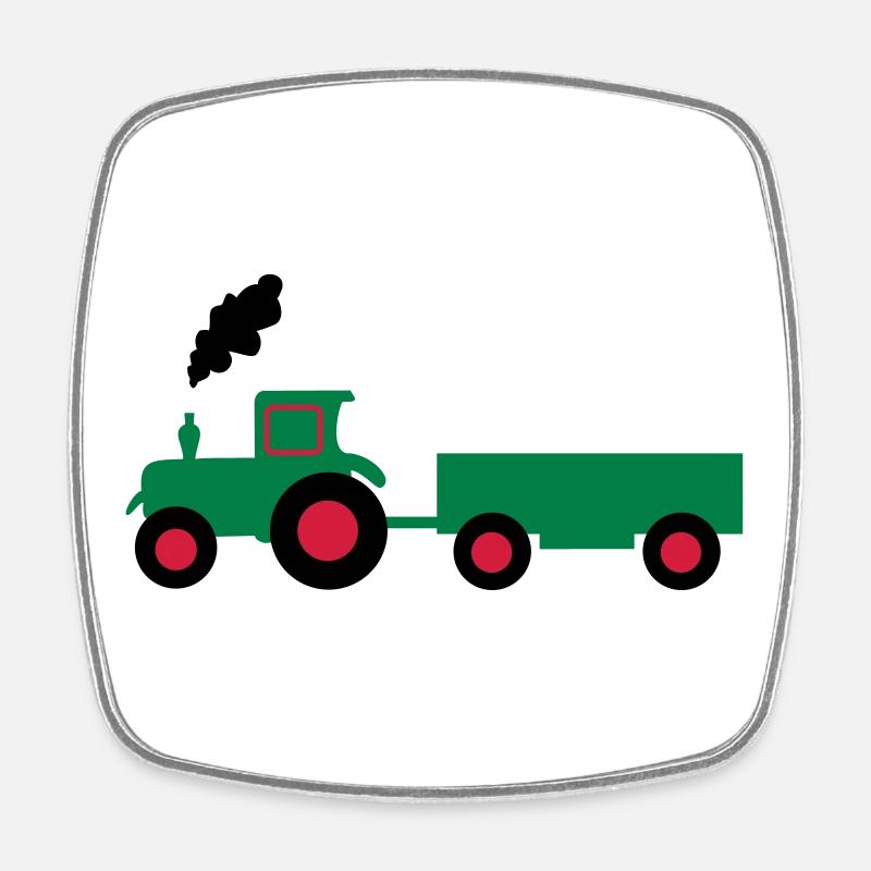 traktor trecker anhaenger - Viereckiger Kühlschrankmagnet - Weiß