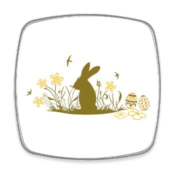 Easter bunny with Easter Eggs and flowers - Square fridge magnet - white - Front
