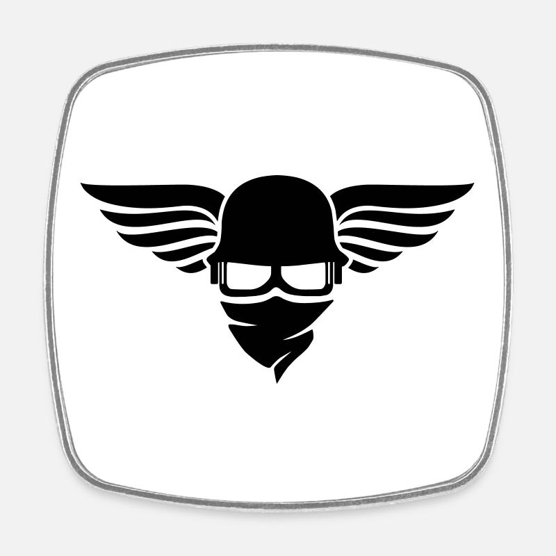 Motorcycle helmet with wing, biker helmet and biker glasses - Square fridge magnet - white