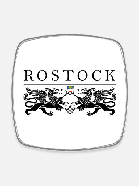 Rostock Greif Doppel - Viereckiger Kühlschrankmagnet - Weiß