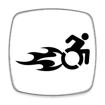 Wheelchair user with flames # - Square fridge magnet - white - Front
