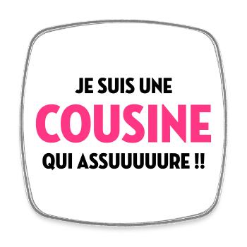 Cousine / Cousin / Bébé / Naissance / Baby - Square fridge magnet - white - Front