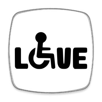 Wheelchair Love # - Square fridge magnet - white - Front