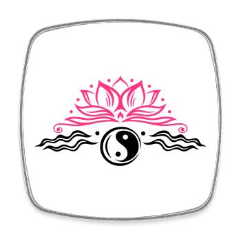 Large lotus flower with yin and yang symbol. - Square fridge magnet - white - Front