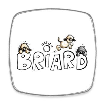 Briard Comic Font - Dog - Dogs - Square fridge magnet - white - Front