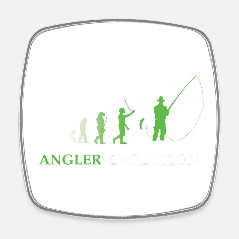 Angler Evolution - Fishing, Fisherman - Square fridge magnet - white