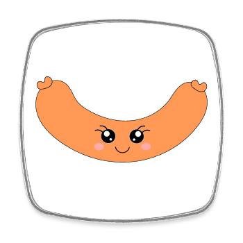 Kawaii Hotdog Wurst - Viereckiger Kühlschrankmagnet - Weiß - Vorne