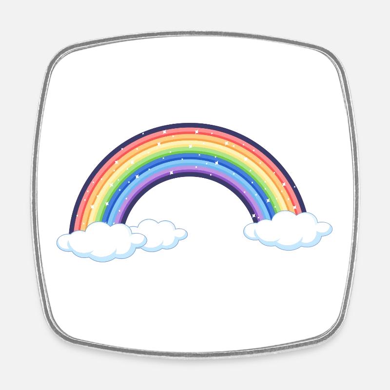Vibrant Rainbow Over Clouds - Square fridge magnet - white