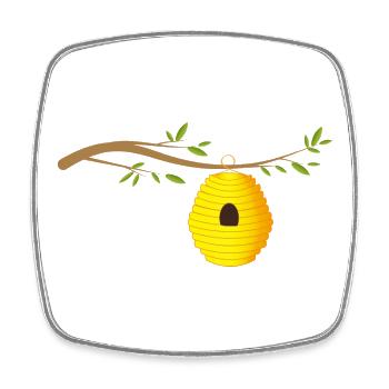 Ruche sur une branche Ruche sauvage - Magnet carré - blanc - Devant
