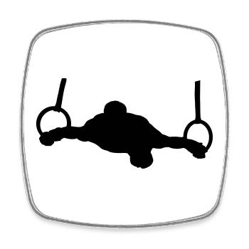 Man in the rings gymnastics exercise - Square fridge magnet - white - Front