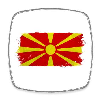 Macedonian sun on red - Square fridge magnet - white - Front