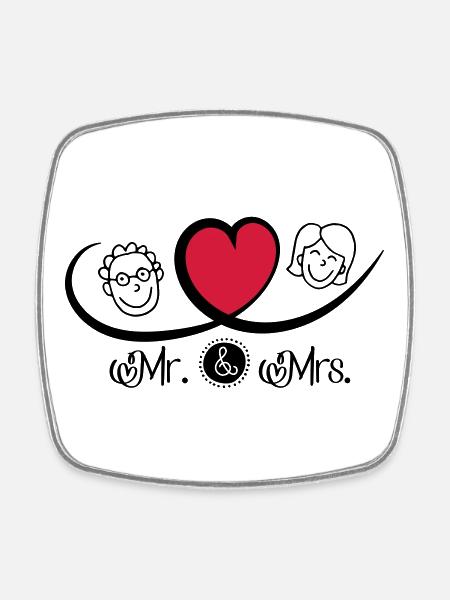 Mr and Mrs - Viereckiger Kühlschrankmagnet - Weiß