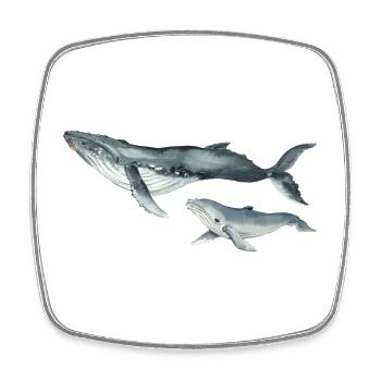 Whales, Wal Design - Viereckiger Kühlschrankmagnet - Weiß - Vorne