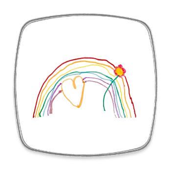 Rainbow with heart and flower - Square fridge magnet - white - Front