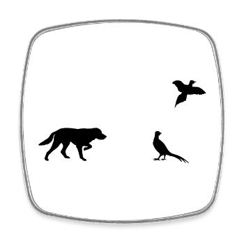 Vorstehhund & Fasane Silhouette - Viereckiger Kühlschrankmagnet - Weiß - Vorne