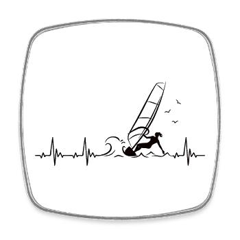 Windsurfing Heartbeat with Windsurfer Pulse - Square fridge magnet - white - Front