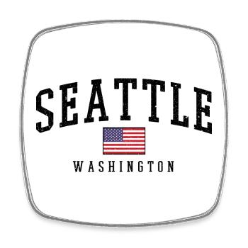 Seattle Washington USA - Viereckiger Kühlschrankmagnet - Weiß - Vorne
