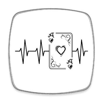 Cartes à jouer Heart Ace Pulse Symbol Illustration SKat - Magnet carré - blanc - Devant