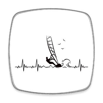 Windsurfing Heartbeat with Windsurfer Pulse - Square fridge magnet - white - Front