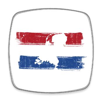 Portrait au pinceau tricolore - Magnet carré - blanc - Devant