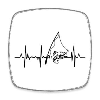 Fishing heart line - Square fridge magnet - white - Front