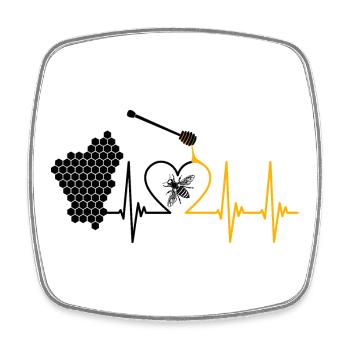 Bee, honey, pulse, honey bee, beekeeper, honeycomb - Square fridge magnet - white - Front