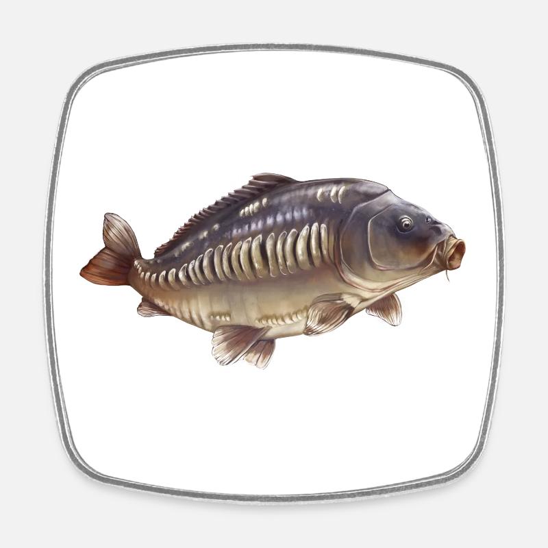Conception de la pêche à la carpe miroir Pêcheur réaliste - Magnet carré - blanc
