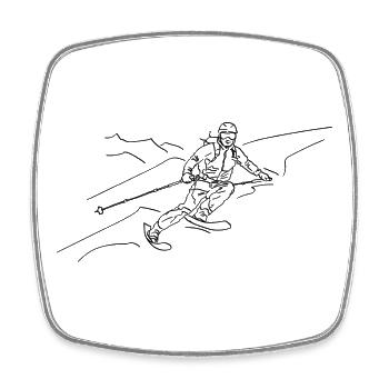 Downhill schwarz outline - Viereckiger Kühlschrankmagnet - Weiß - Vorne