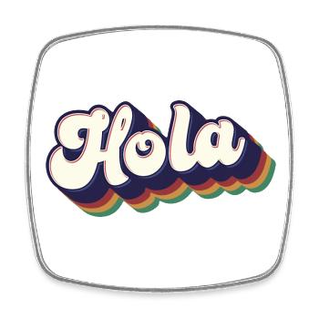Hola Espagnol Bonjour Hawaii Hawaiian Pride Mexicain - Magnet carré - blanc - Devant