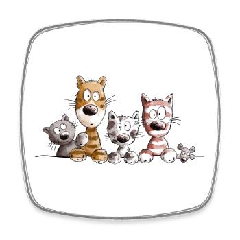 Happy Katzen I Katzenfreunde Geschenk - Viereckiger Kühlschrankmagnet - Weiß - Vorne