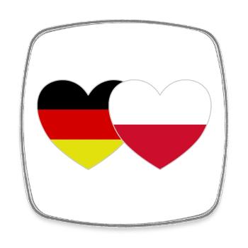 Deutschland Polen Flagge Herz - Viereckiger Kühlschrankmagnet - Weiß - Vorne